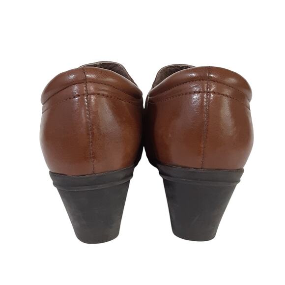 Abeo Rachel Heeled Loafers Brown Genuine Leather Clogs Orthotic Womens 7.5 - Picture 4 of 10